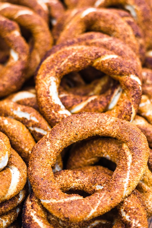 Turkey Travel Photography Simit a pretzel like snack with sesame seed Istanbul Turkey Eastern Europe
