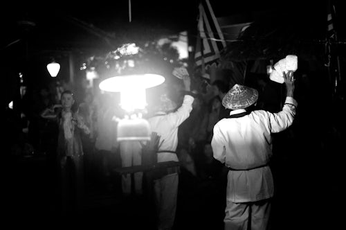 Vietnam Travel Photography Black and White Photo of the Traditional Game of Bai Choi During the Full Moon Festival at Hoi An Vietnam Southeast Asia
