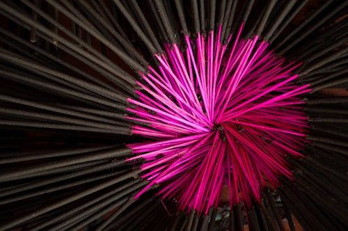 Vietnam Travel Photography Closeup Detail of Pink Incense Sticks in Hue Vietnam Southeast Asia