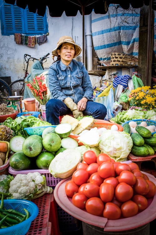 Vietnam Travel Photography Vegetable Seller Hoi An Vietnam Southeast Asia