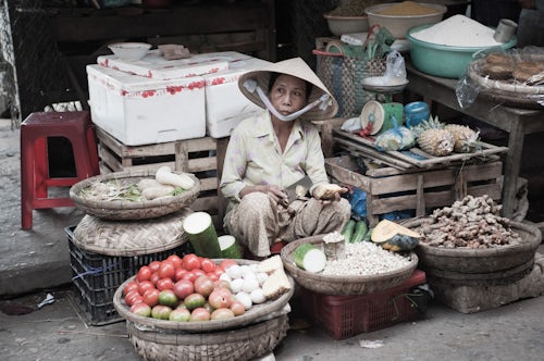 Vietnam Travel Photography Vegetable Seller in Hoi An Market Vietnam Southeast Asia
