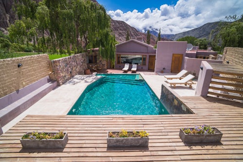 Architecture and Hotel Photography by Professional Freelance Hotel Property and Resort Photographer in London England UK Swimming pool at La Comarca Hotel Purmamarca Jujuy Province Argentina South America