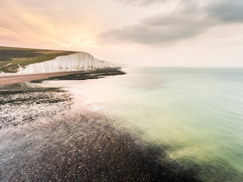 Drone Photography by UK London Freelance Drone Photographer The Seven Sisters chalk cliffs South Downs National Park East Sussex England
