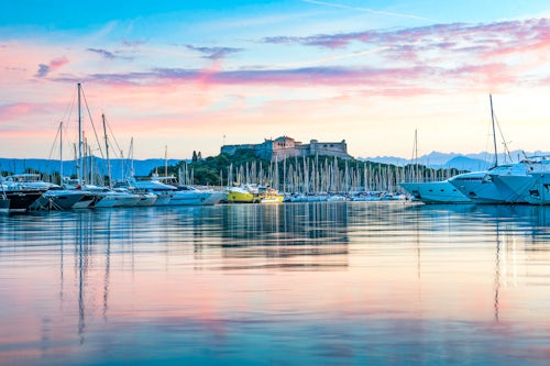 Landscape Photography by Professional Freelance UK Landscape Photographer Fort Carre and Antibes Harbour at sunrise Provence Alpes Côte d Azur South of France Europe Europe