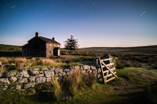 Landscape Photography by Professional Freelance UK Landscape Photographer Nuns Cross Farm under stars Dartmoor National Park Devon England United Kingdom Europe